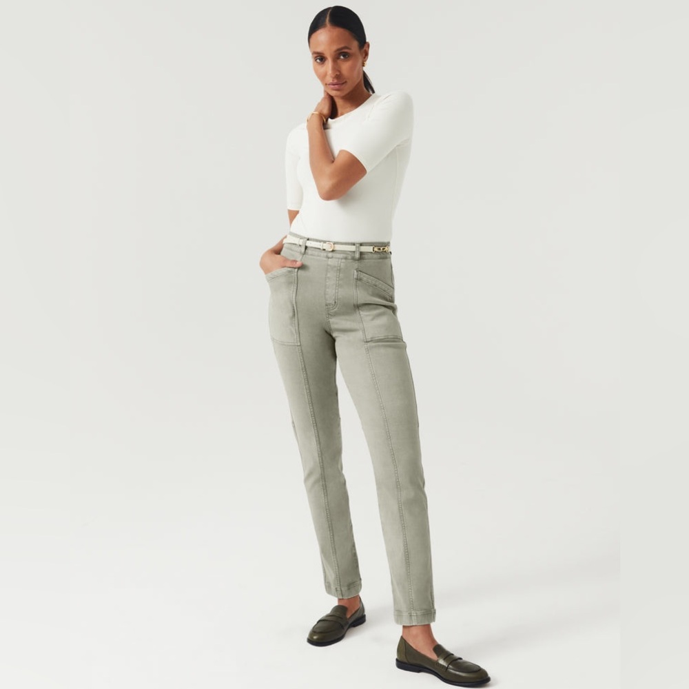 Spanx Stretch Twill Straight Leg Pant-Olive Oil - NWT